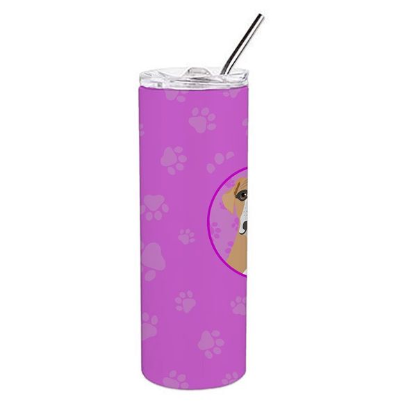 English Bulldog Fawn and White Stainless Steel 20 oz Skinny Tumbler, Pink - Picture 2 of 4